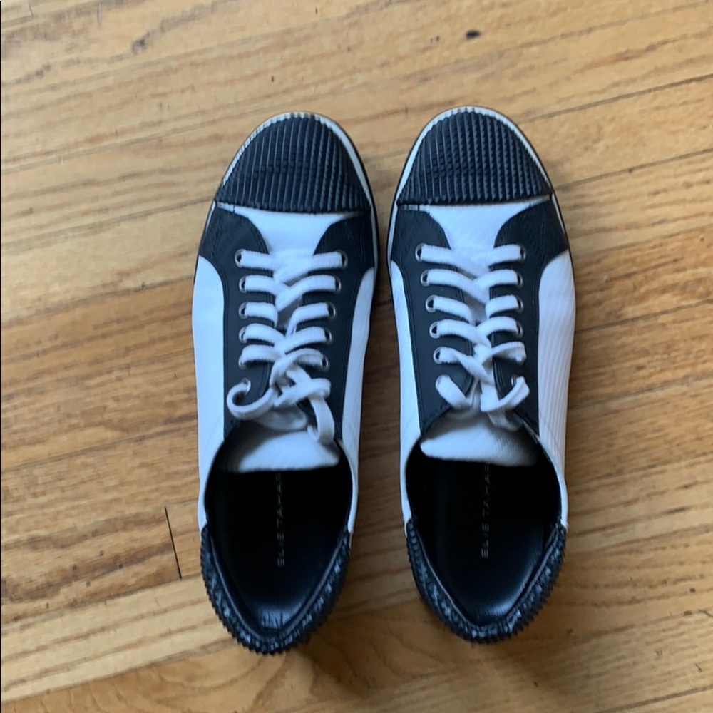 Black and white shoes